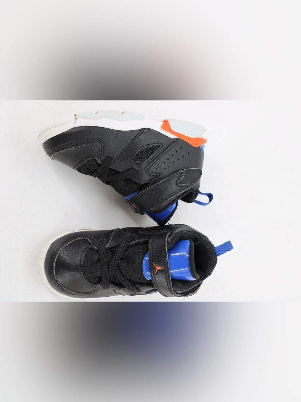 Jordan Black Sneakers with Blue and Orange Accent Strap